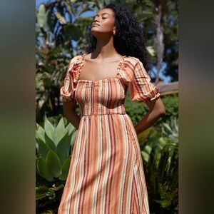 Anthropologie New W/o Tags Charlie Holiday Linen Cotton Maxi Dress, Size 4